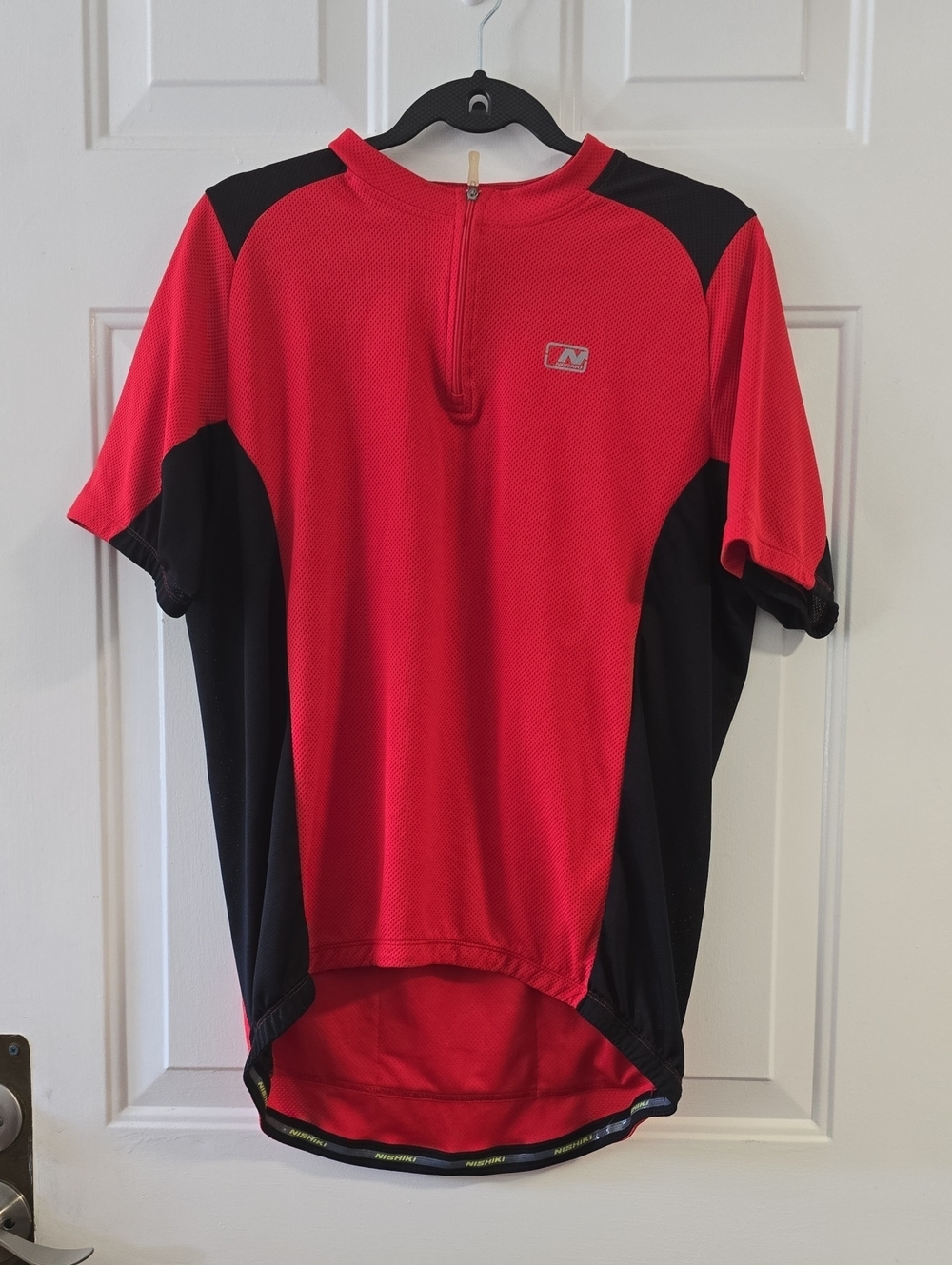 Nishiki Men's Red & Black Short-Sleeve Cycling Jersey